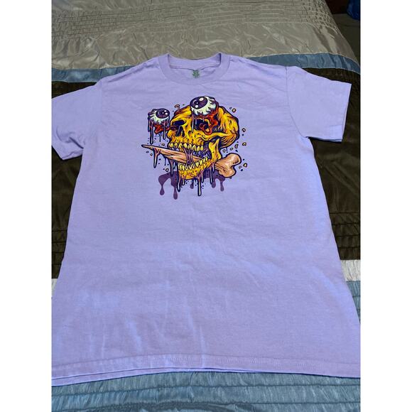 Lavender purple skull eyeball T-Shirt Baby Tee Size Small (S) - Picture 1 of 4